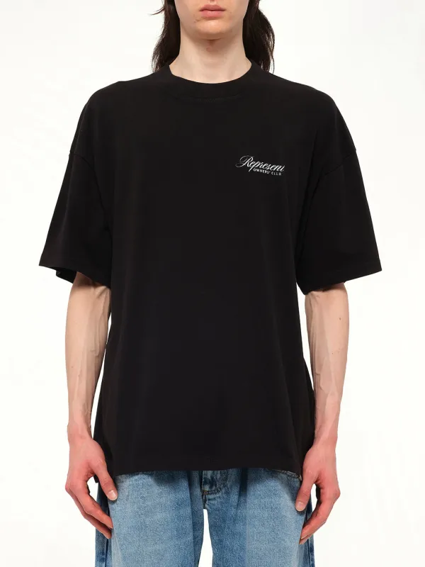 Represent Owners Club Script T-Shirt in Black sold by MARAIS