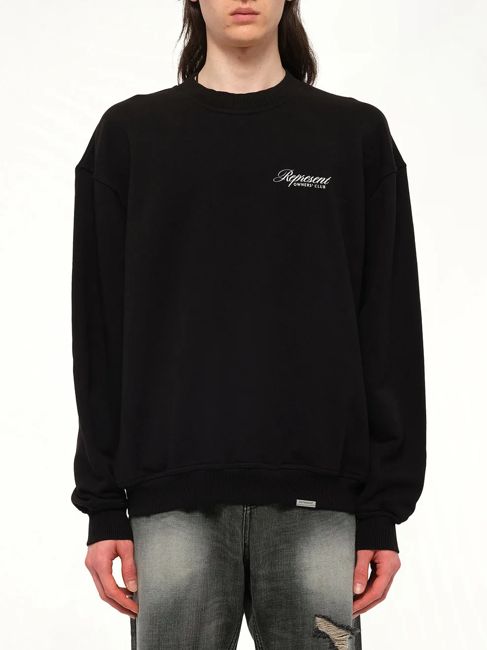 Represent Owners Club Script Sweater in Black sold by MARAIS