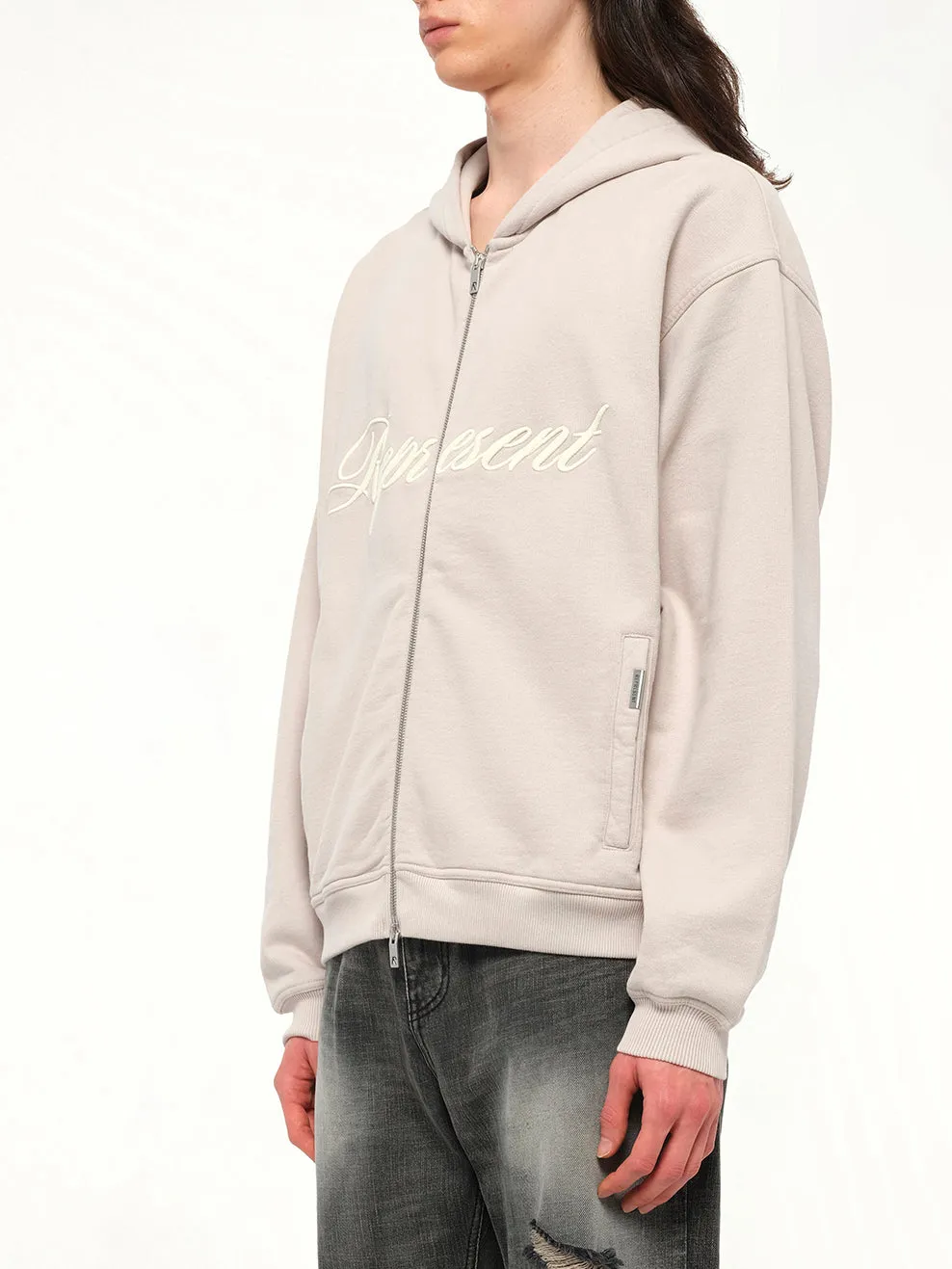 Script Logo Zip Hoodie in Concrete sold by MARAIS product image thumbnail 3
