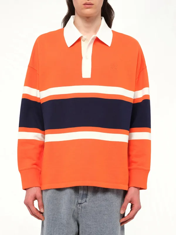 Long Sleeve Polo in Orange/Navy Blue made by Loewe
