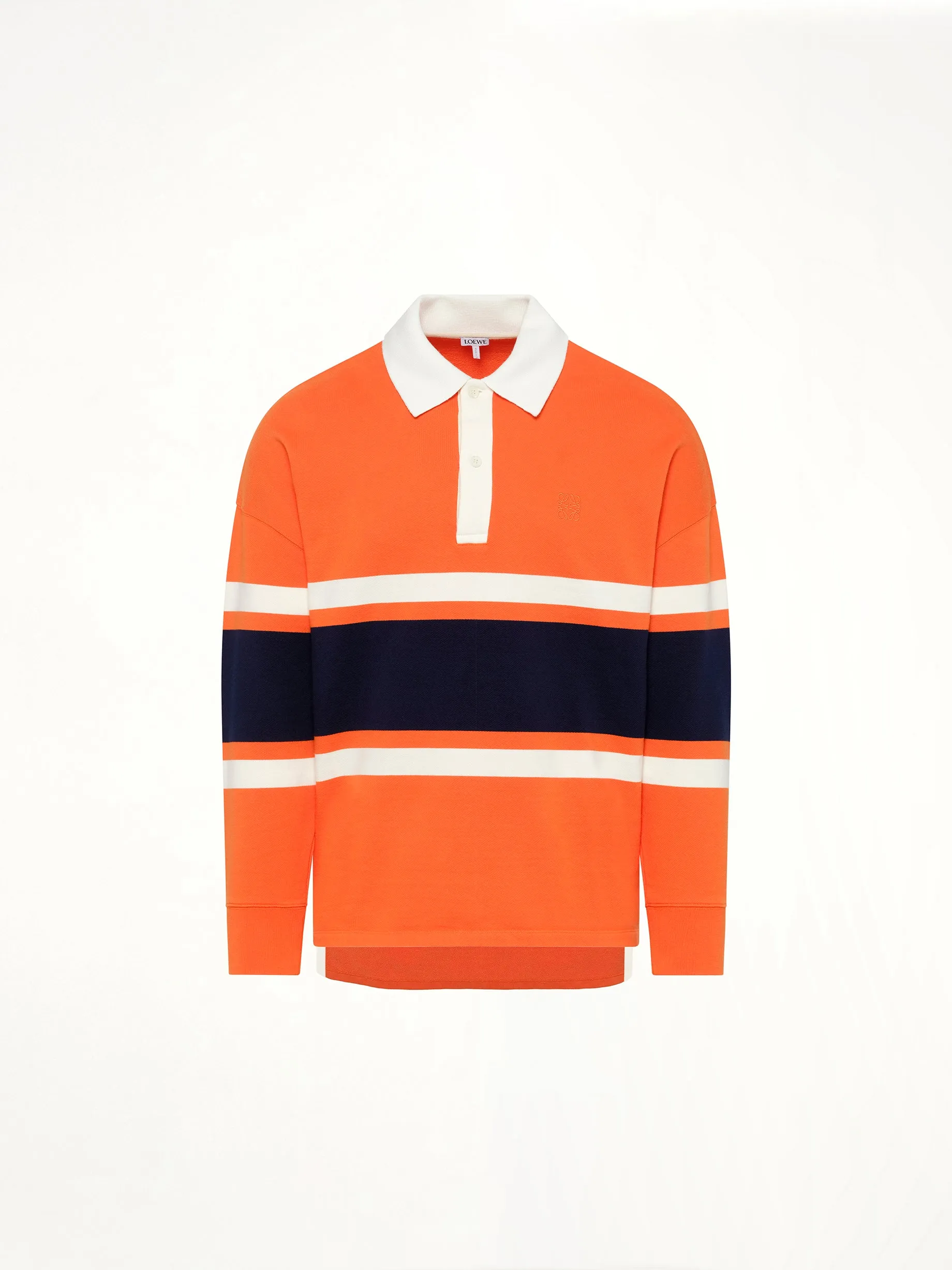 Long Sleeve Polo in Orange/Navy Blue sold by MARAIS product image thumbnail 2