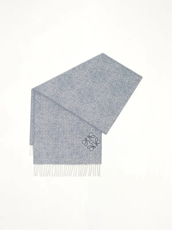 Anagram Wool Cashmere Scarf in Light Blue sold by MARAIS