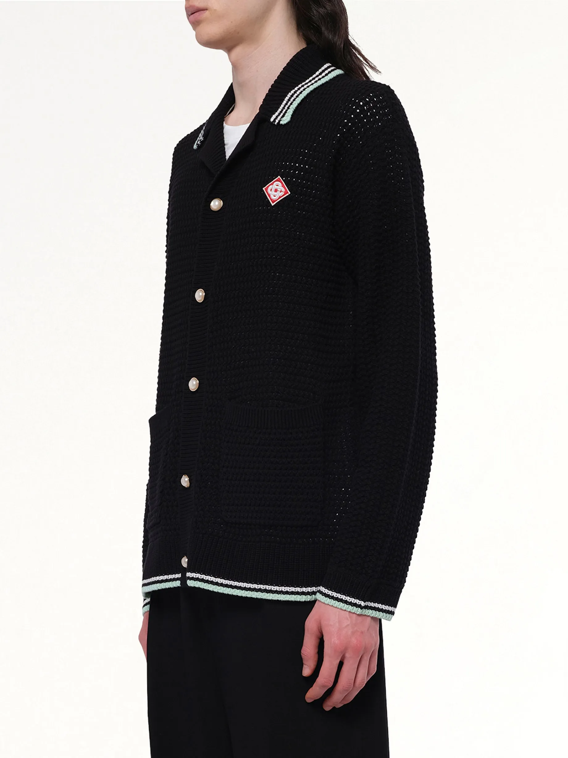 Embroidered Crochet Shirt in Black sold by MARAIS product image thumbnail 3