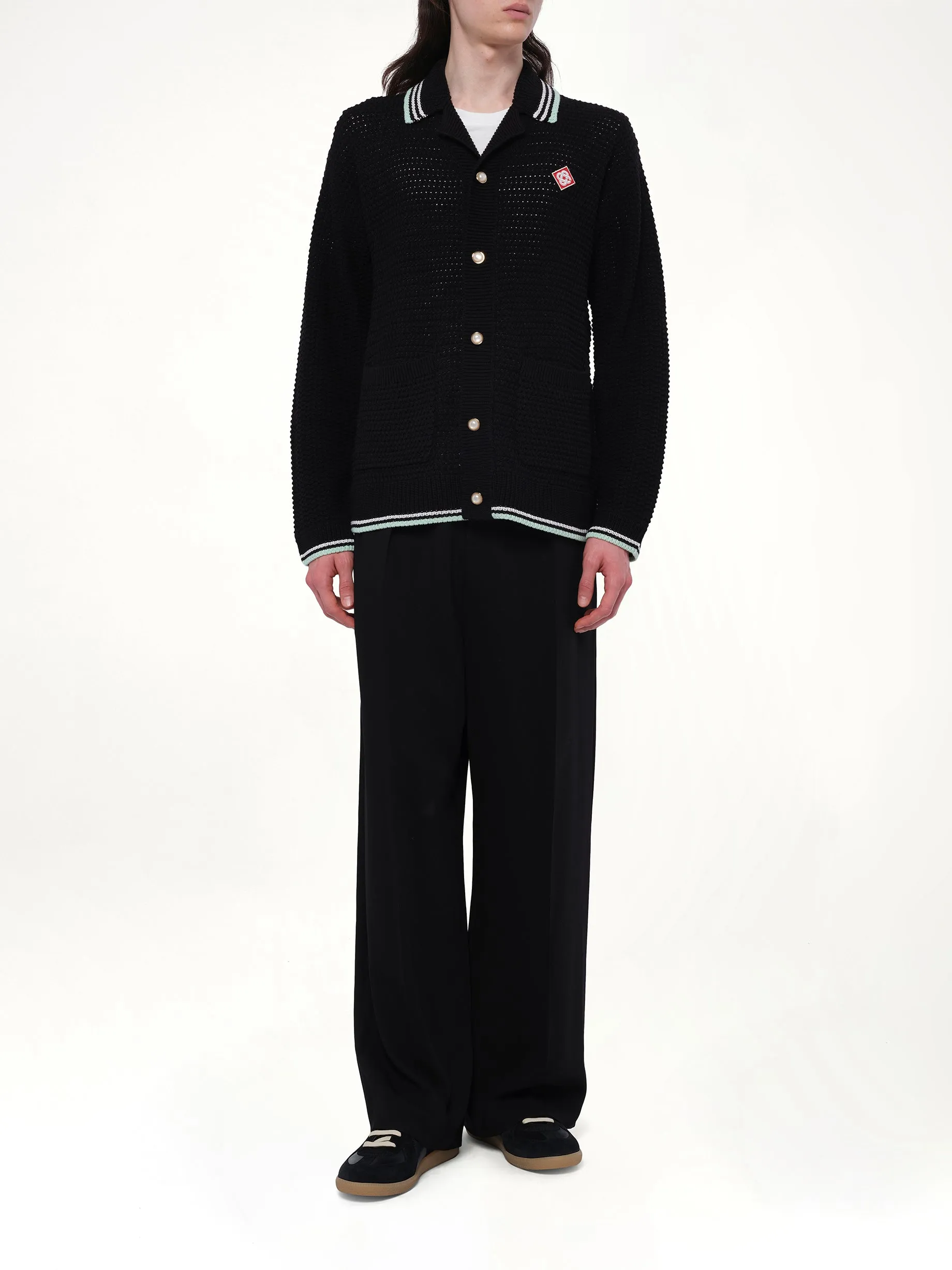 Embroidered Crochet Shirt in Black sold by MARAIS product image thumbnail 4