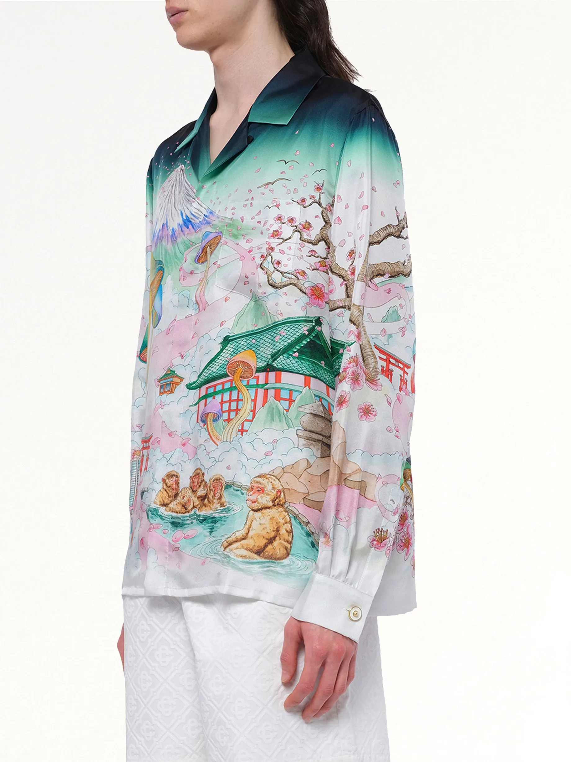 Silk Satin Flowers Shirt in Multicolour sold by MARAIS product image thumbnail 3