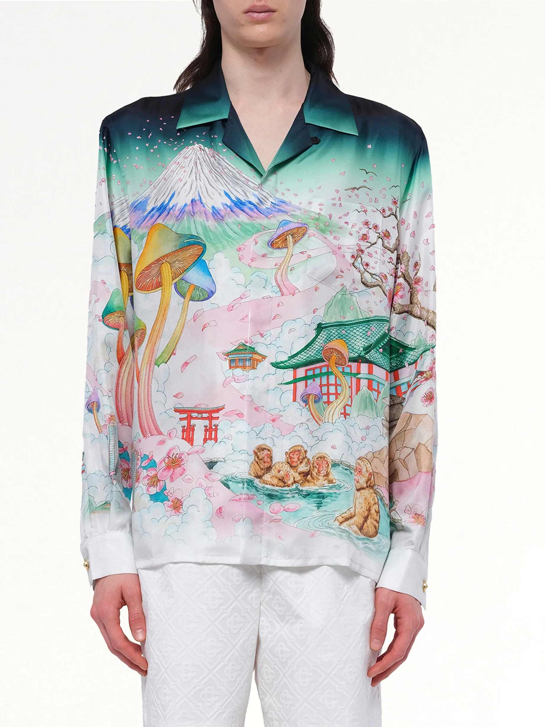 Silk Satin Flowers Shirt in Multicolour sold by MARAIS