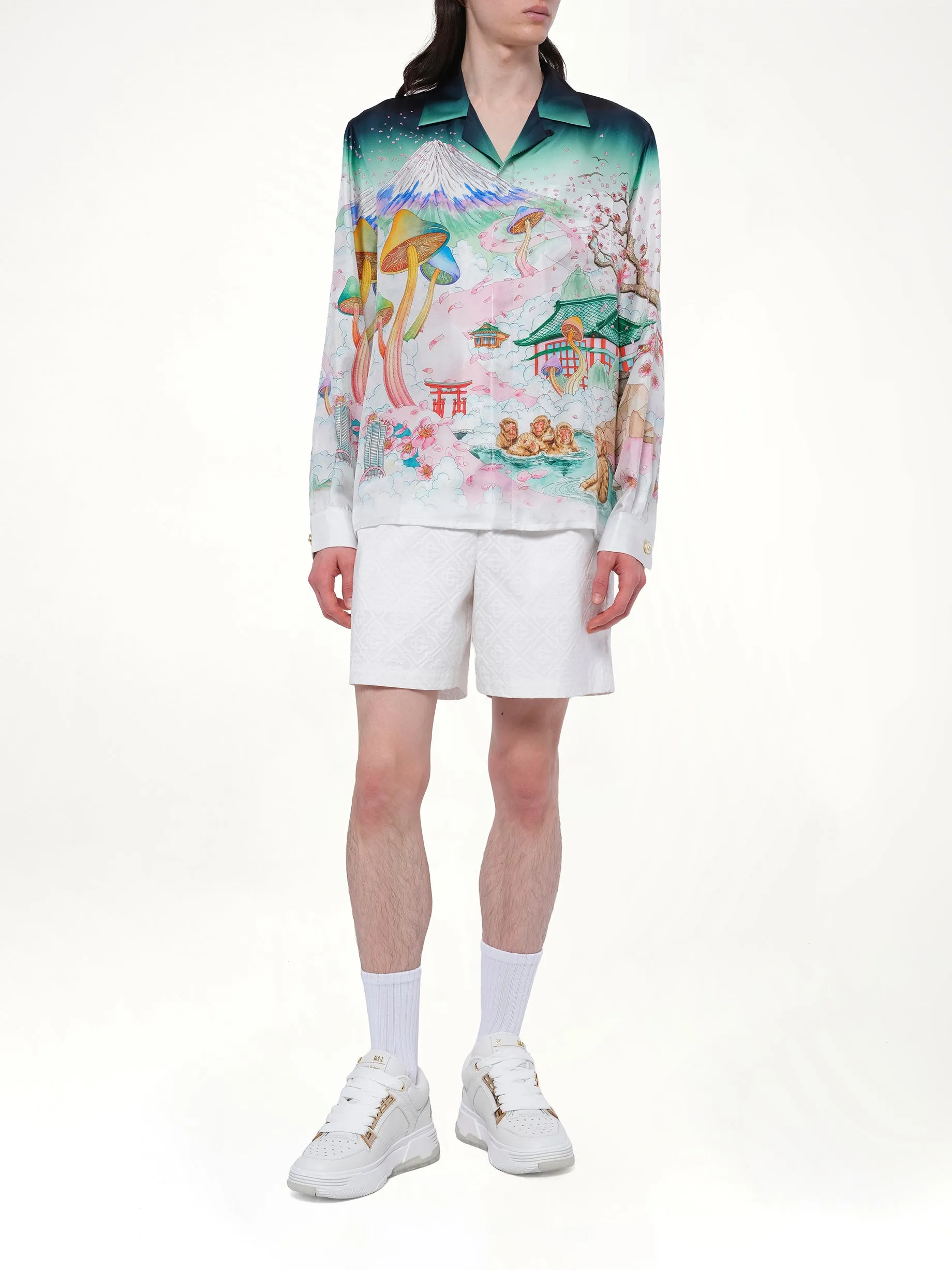 Silk Satin Flowers Shirt in Multicolour sold by MARAIS product image thumbnail 4