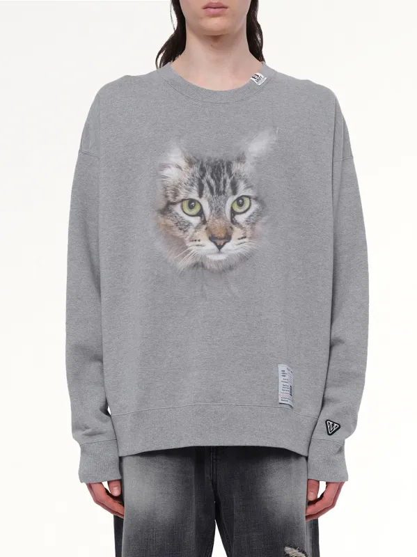 Cat Printed Pullover in Gray sold by MARAIS