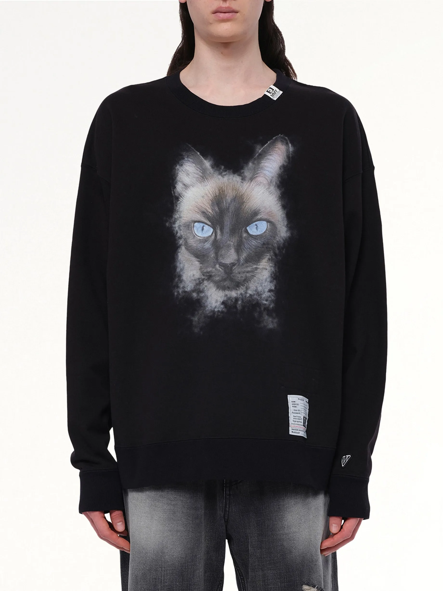 Cat Printed Pullover in Black sold by MARAIS