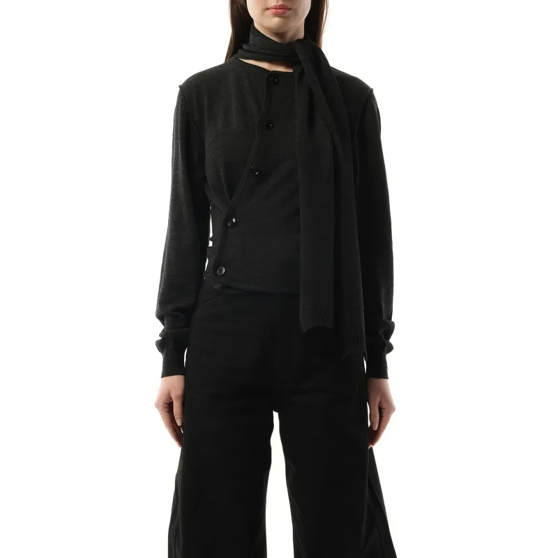 Twisted Cardigan with Scarf in Anthracite sold by MARAIS