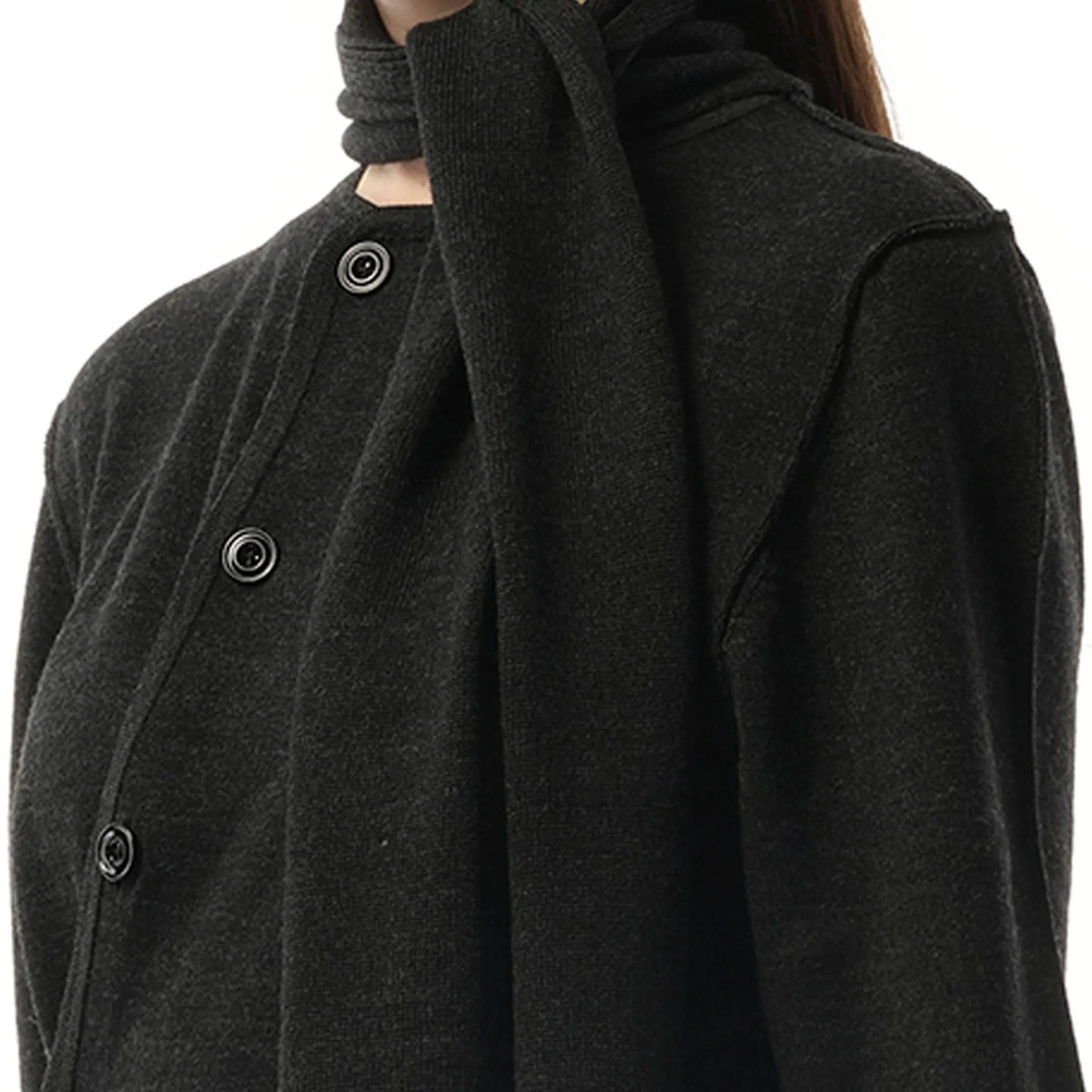 Twisted Cardigan with Scarf in Anthracite sold by MARAIS product image thumbnail 3
