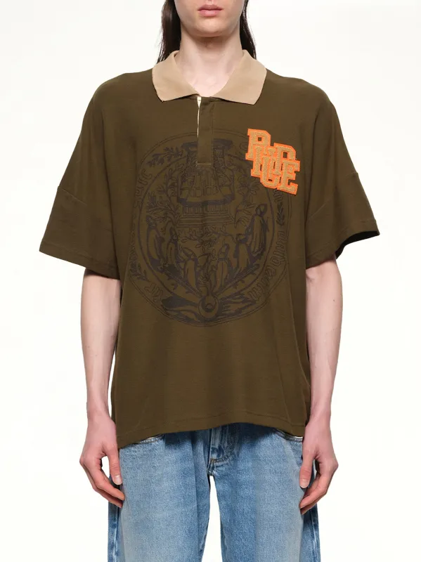 Scramble Logo Stamp Polo in Green sold by MARAIS