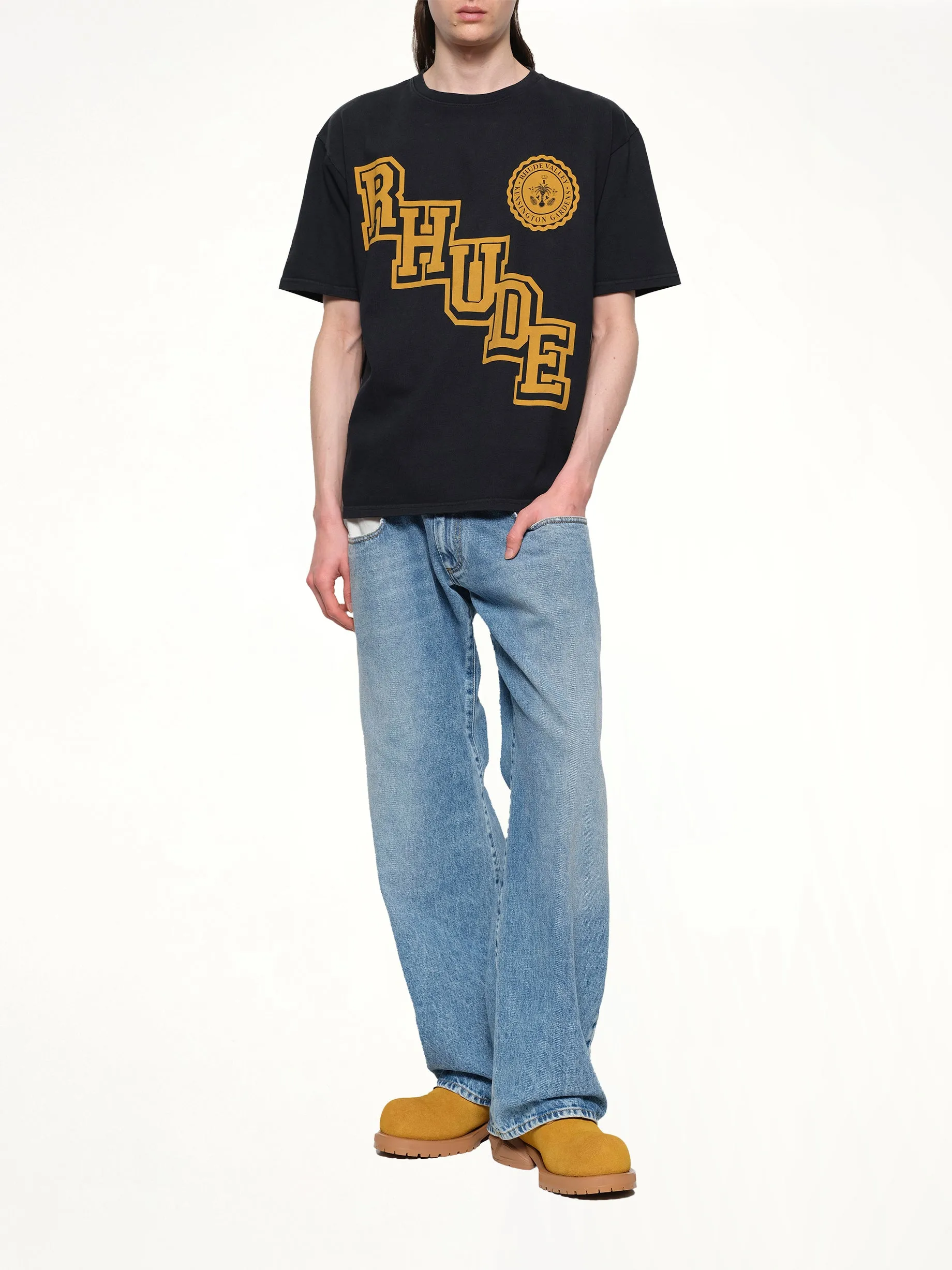 Rhude Collegiate Crest T-Shirt in Vintage Black sold by MARAIS product image thumbnail 4