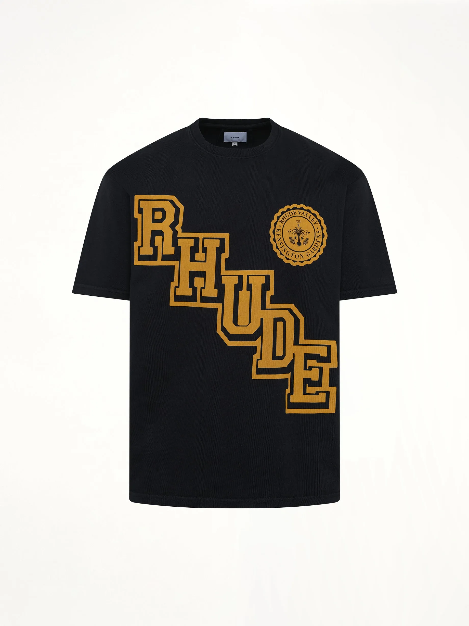 Rhude Collegiate Crest T-Shirt in Vintage Black sold by MARAIS product image thumbnail 2