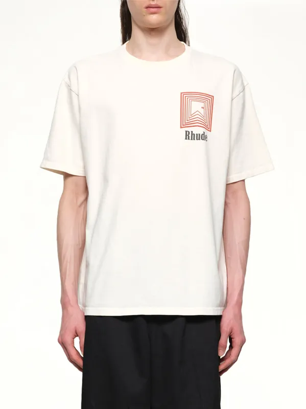 Chevron Logo Repeat T-Shirt in Vintage White sold by MARAIS