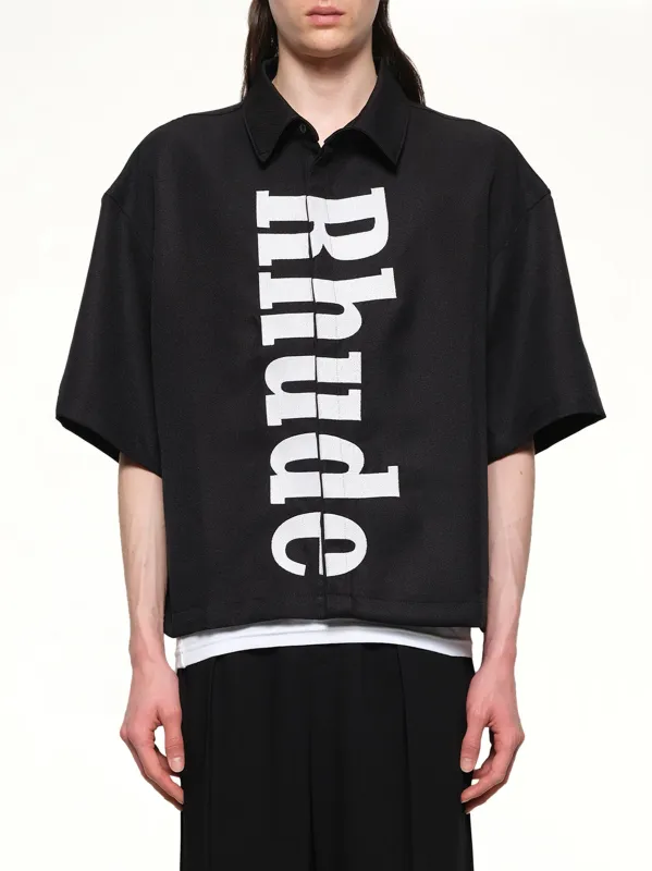 Center Logo Button Up Shirt in Black/White sold by MARAIS