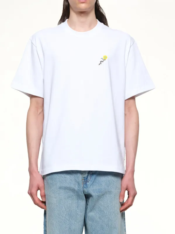 Floral Embroidered T-Shirt in White sold by MARAIS