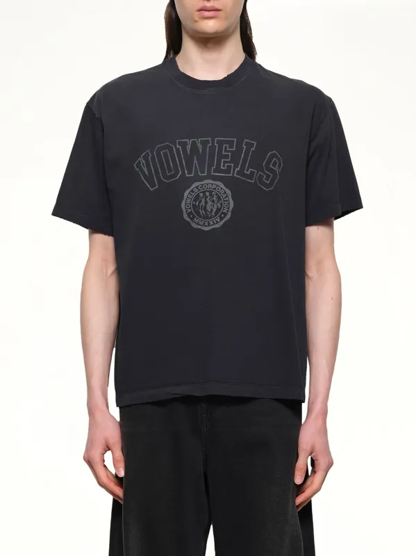 Faded Collegiate T-Shirt in Black sold by MARAIS