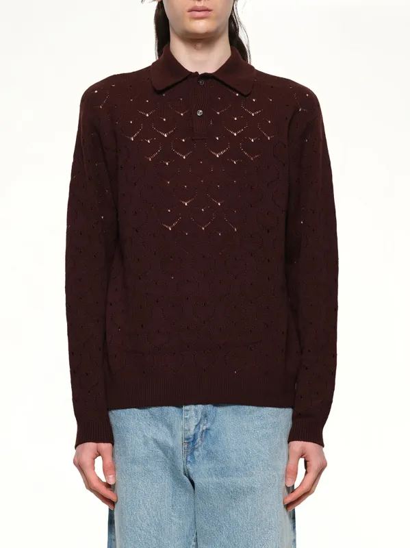 Eyelet Polo in Dark Tobacco sold by MARAIS