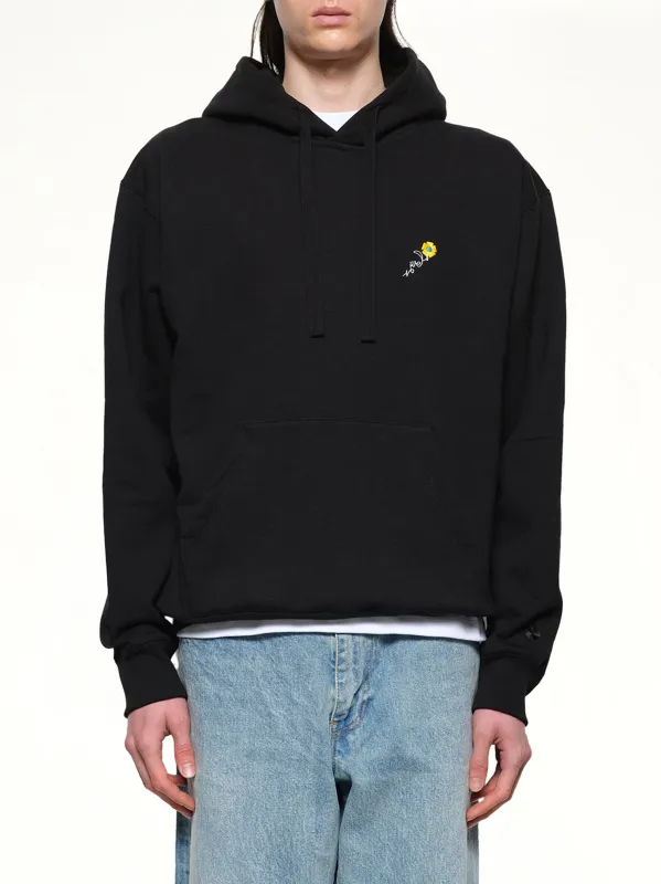 Floral Embroidered Hoodie in Black made by Vowels