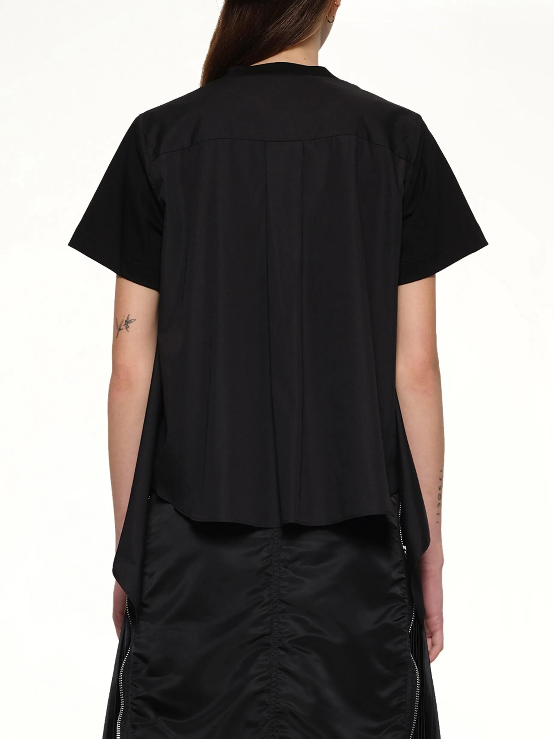 Poplin x Cotton Jersey T-Shirt in Black sold by MARAIS product image thumbnail 5