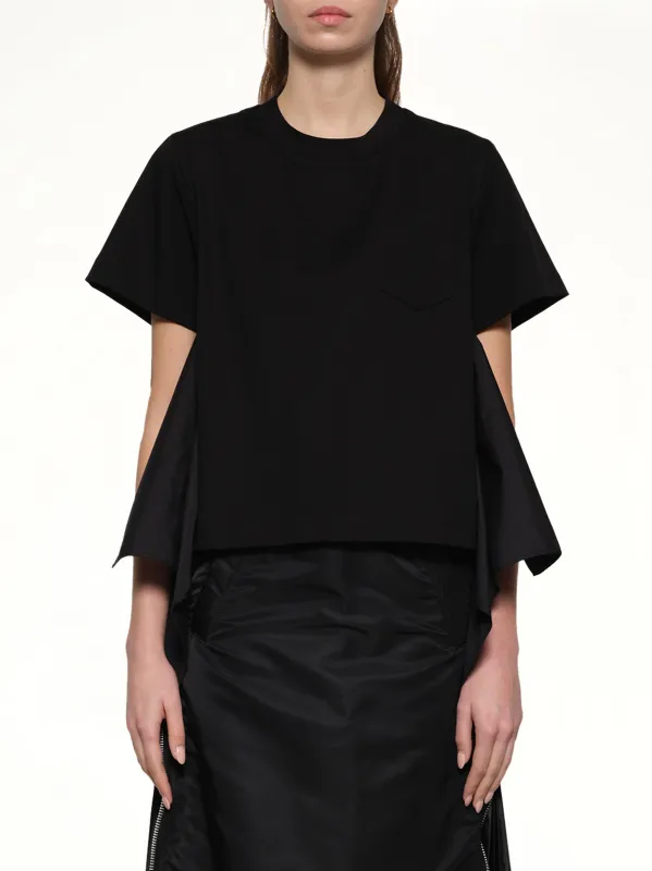 Poplin x Cotton Jersey T-Shirt in Black sold by MARAIS