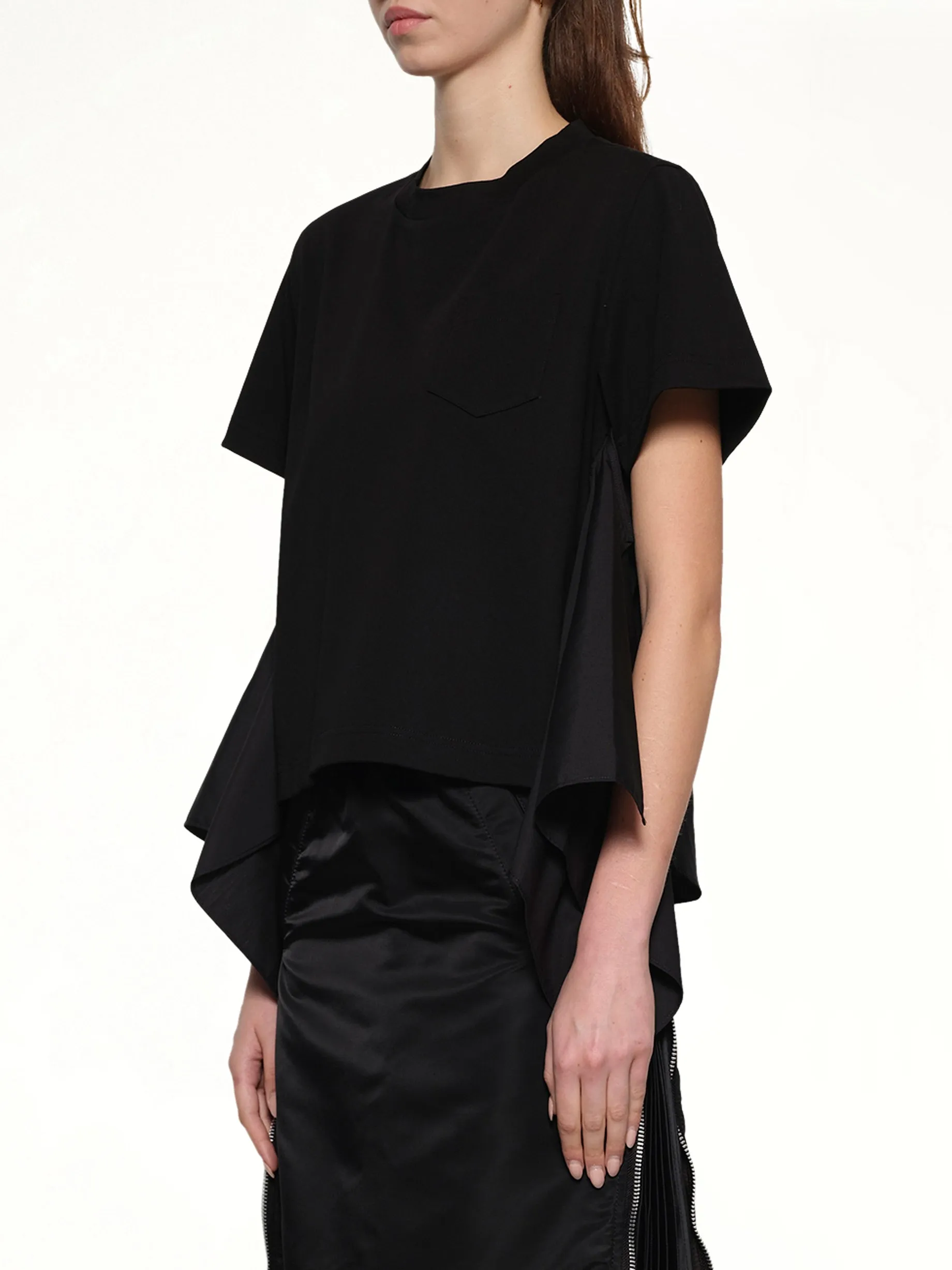 Poplin x Cotton Jersey T-Shirt in Black sold by MARAIS product image thumbnail 3
