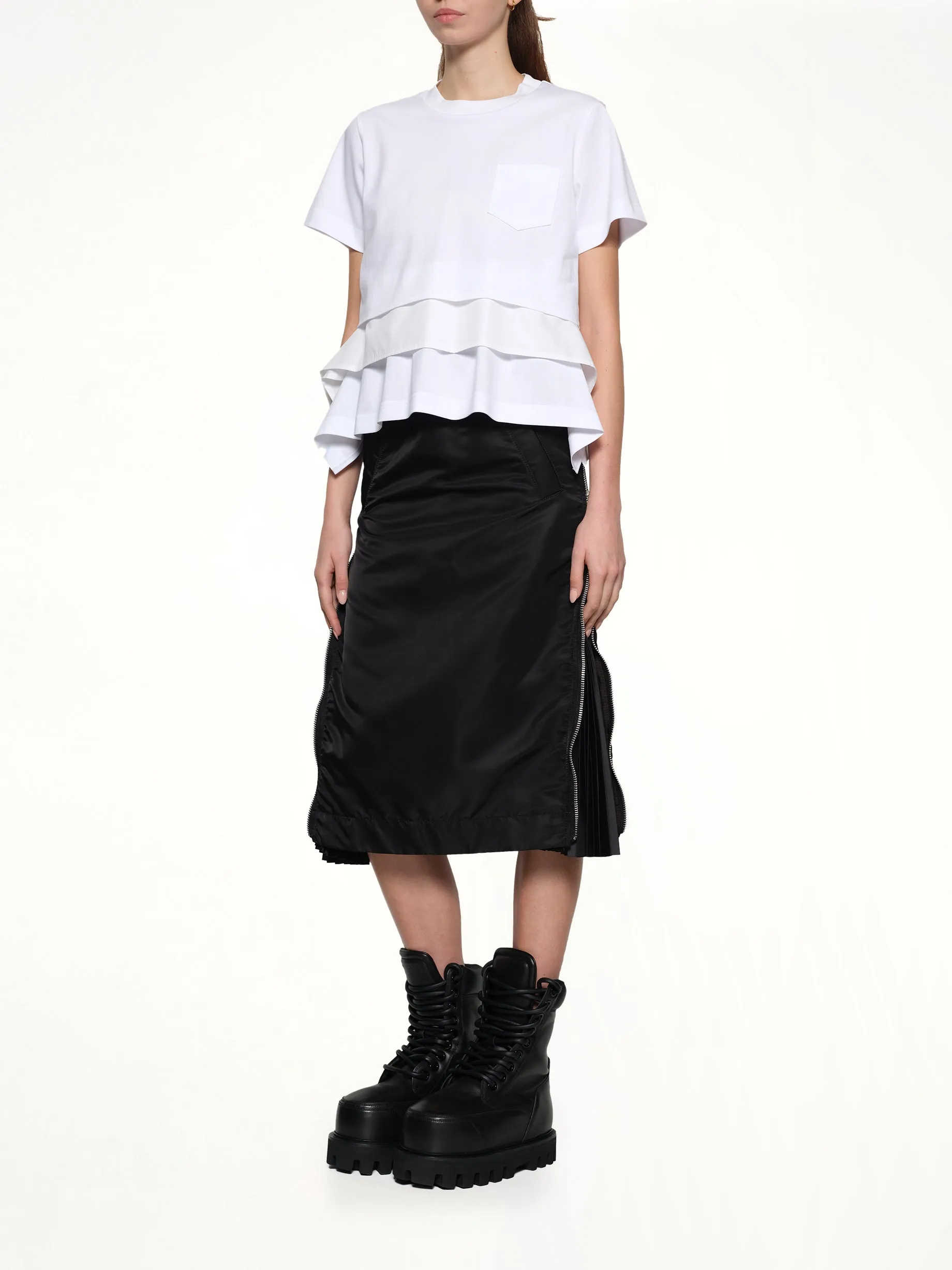 Poplin x Cotton Jersey T-Shirt in Off White sold by MARAIS product image thumbnail 4