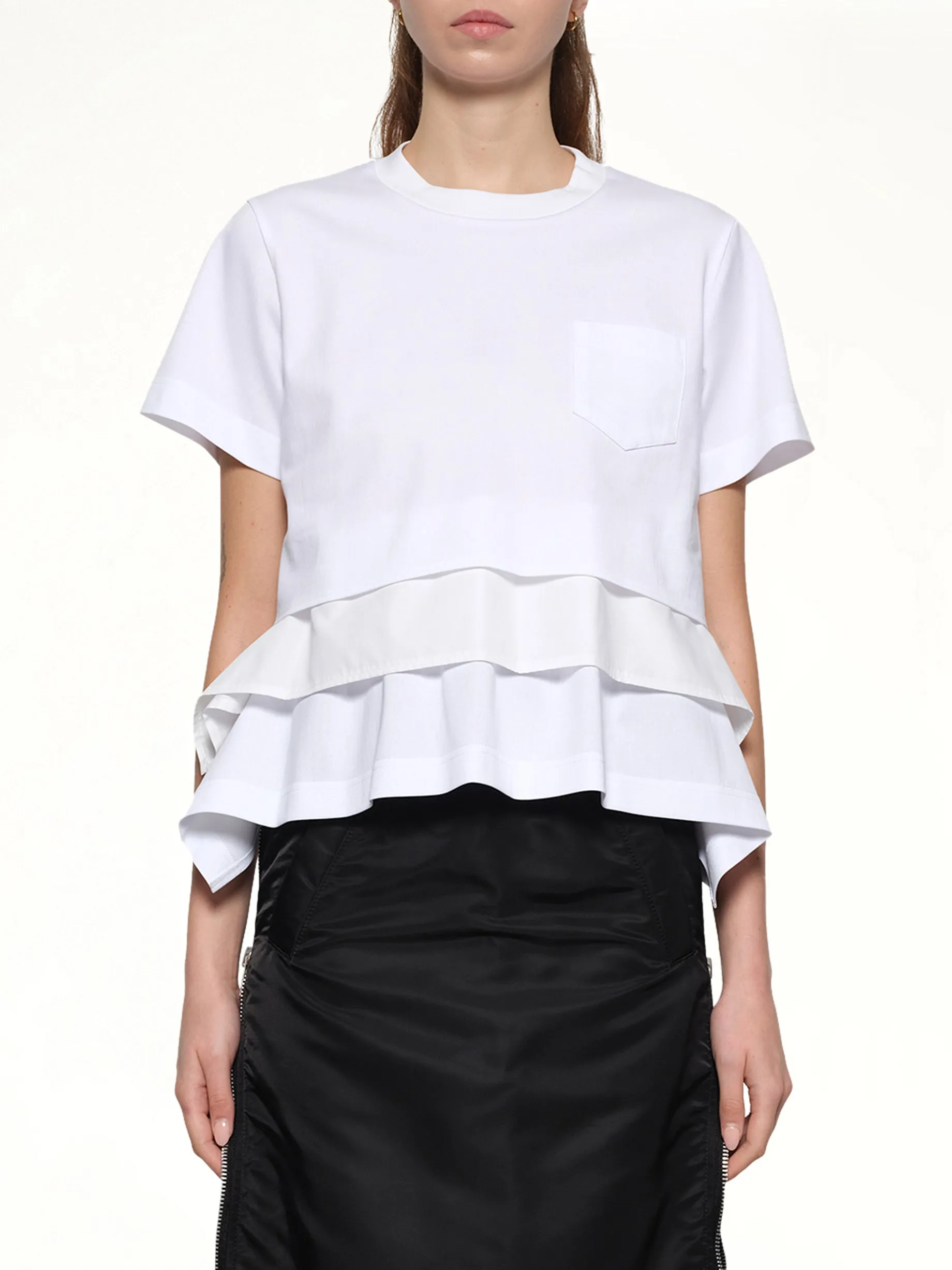 Poplin x Cotton Jersey T-Shirt in Off White sold by MARAIS