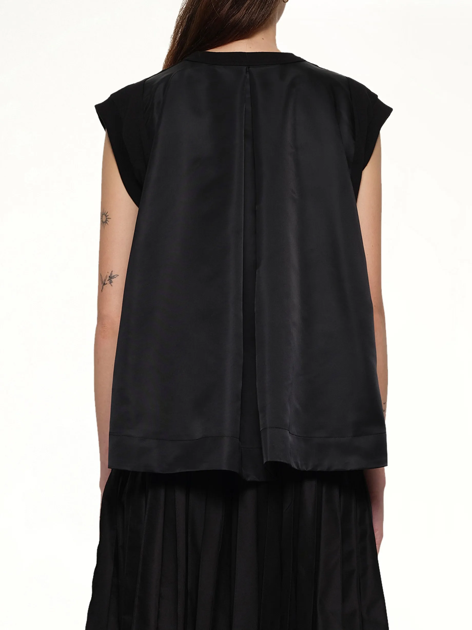 Cotton Jersey x Nylon Twill T-Shirt in Black sold by MARAIS product image thumbnail 5