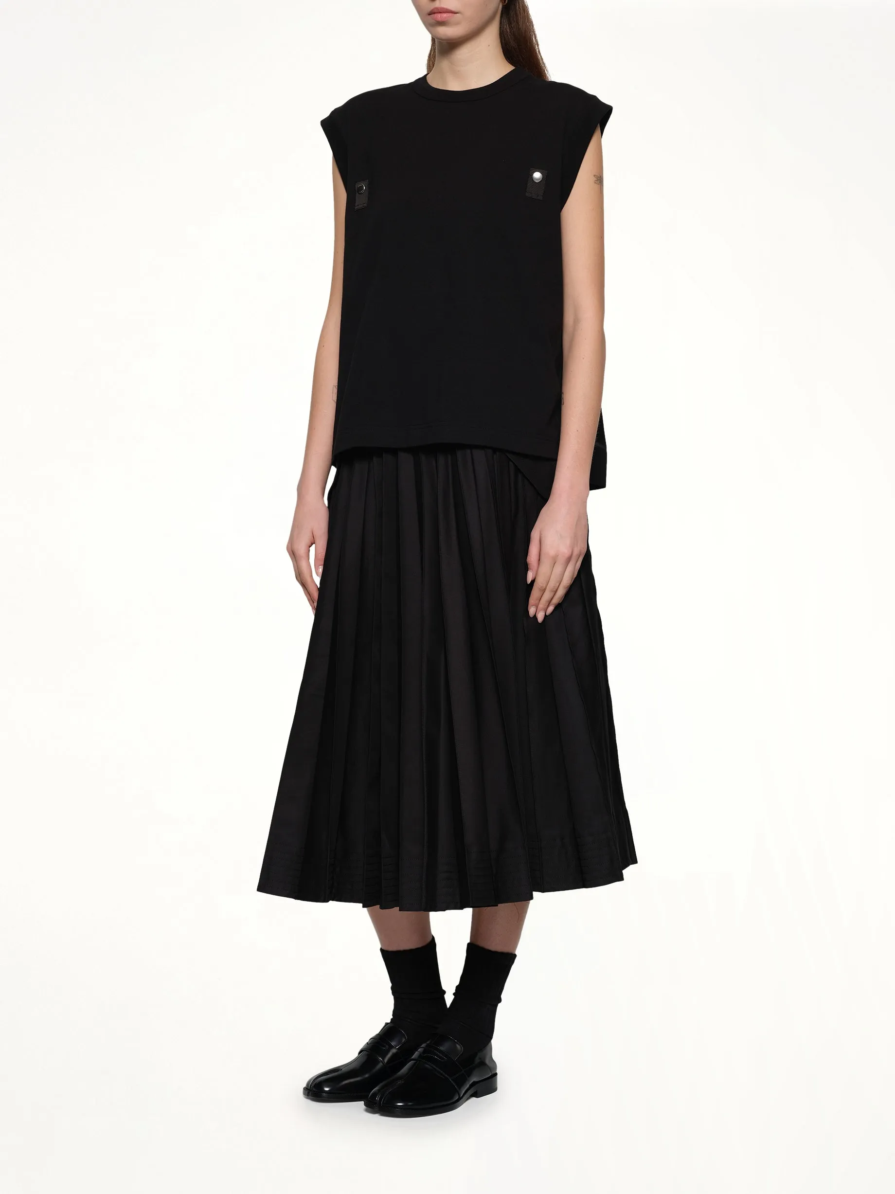 Cotton Jersey x Nylon Twill T-Shirt in Black sold by MARAIS product image thumbnail 4