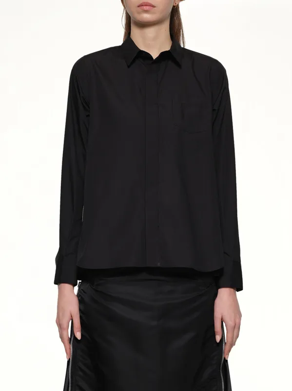 Poplin x Chiffon Shirt in Black sold by MARAIS