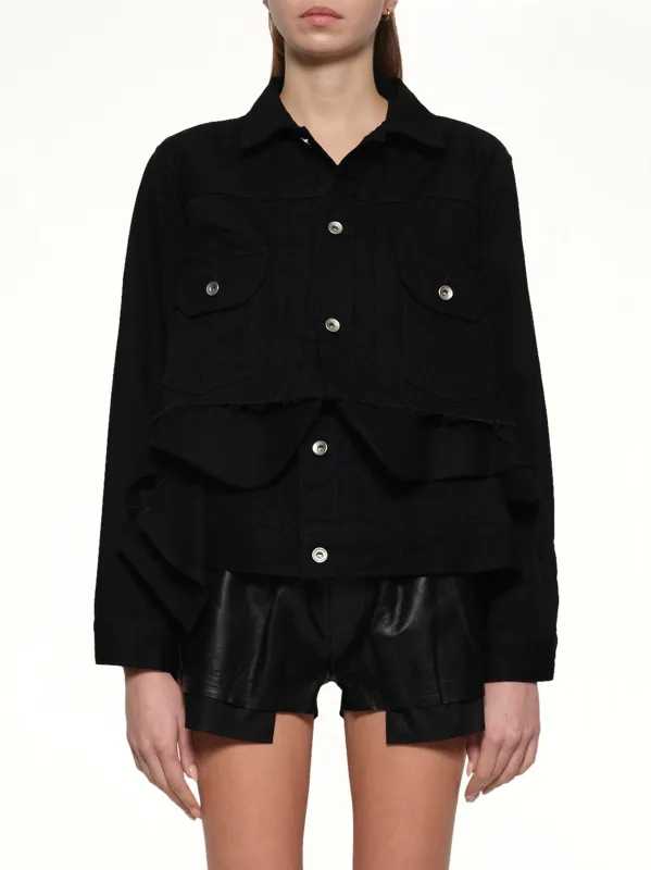 Denim x Wool Melton Jacket in Black sold by MARAIS