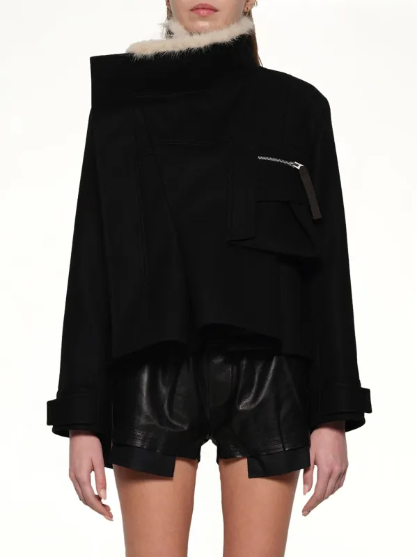 Wool Melton Blouson in Black sold by MARAIS