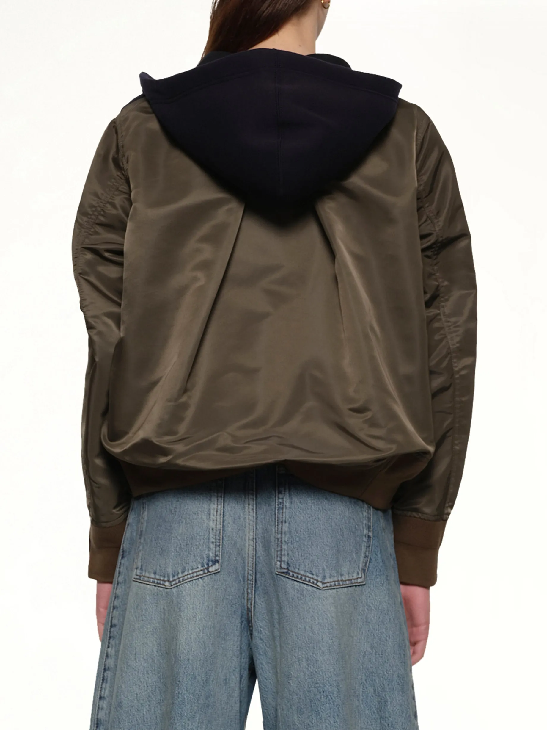 Sponge x Nylon Twill Hoodie in Navy/Dark Khaki sold by MARAIS product image thumbnail 5