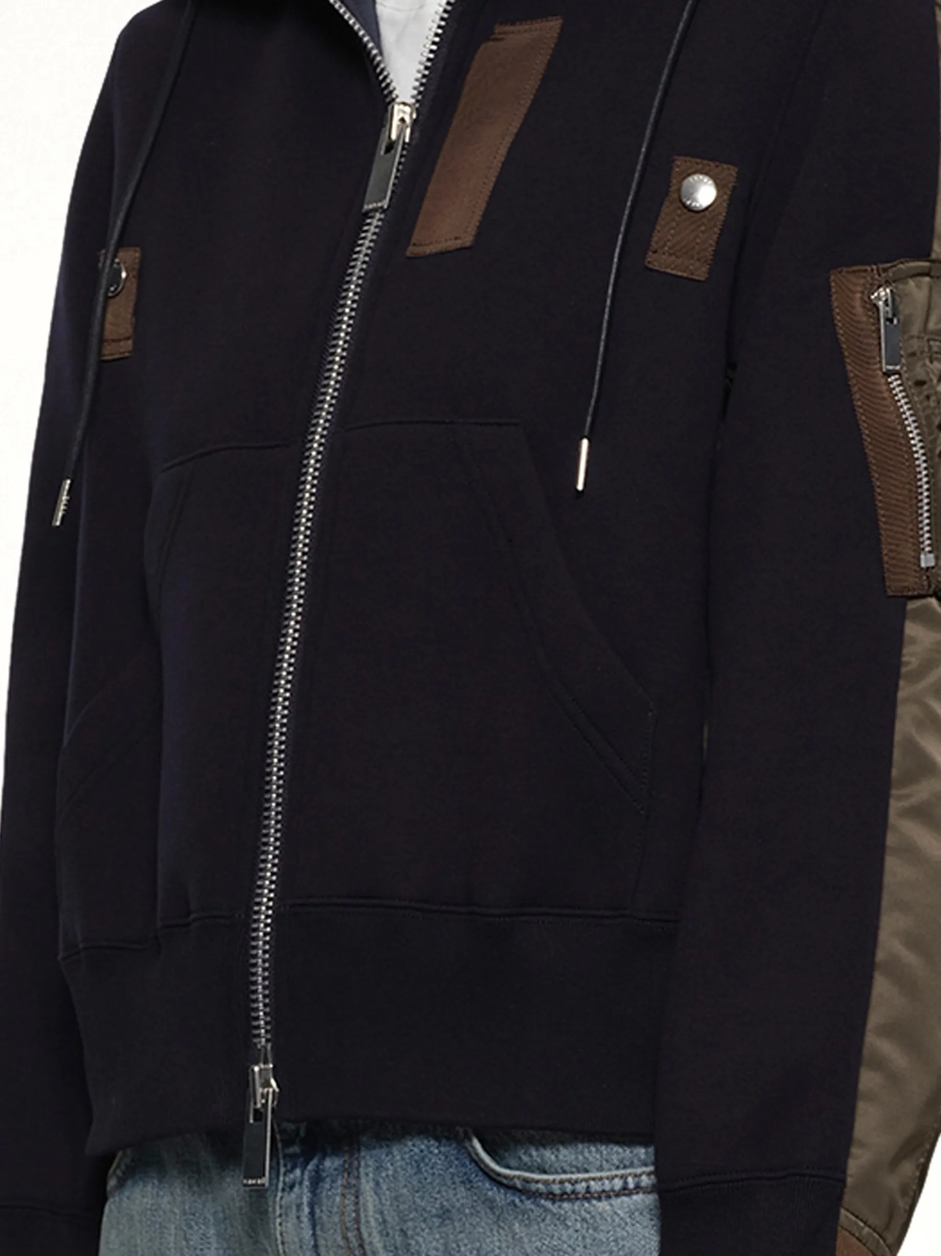 Sponge x Nylon Twill Hoodie in Navy/Dark Khaki sold by MARAIS product image thumbnail 3