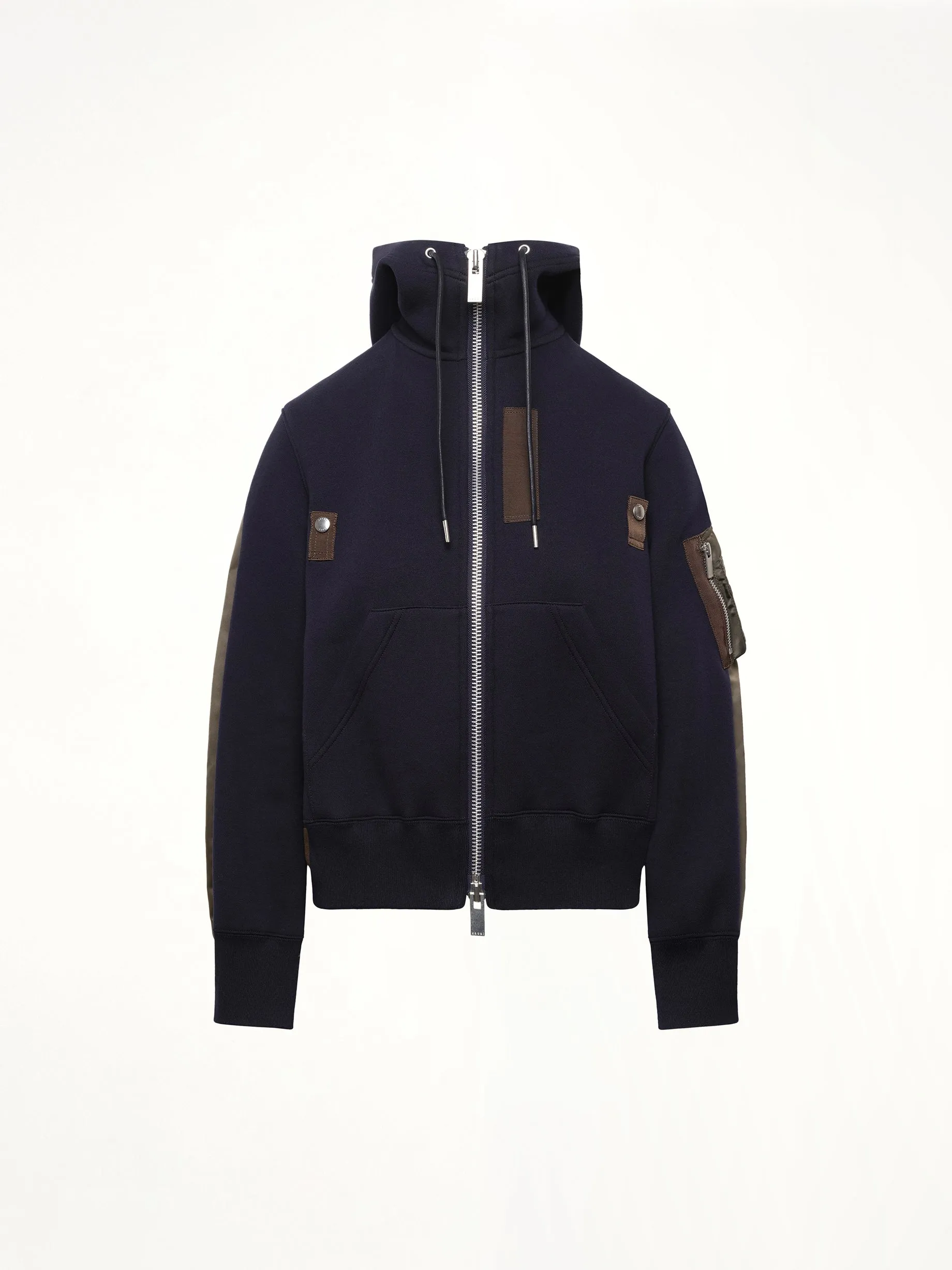 Sponge x Nylon Twill Hoodie in Navy/Dark Khaki sold by MARAIS product image thumbnail 2