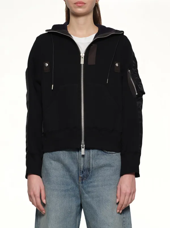 Sponge x Nylon Twill Hoodie in Black sold by MARAIS