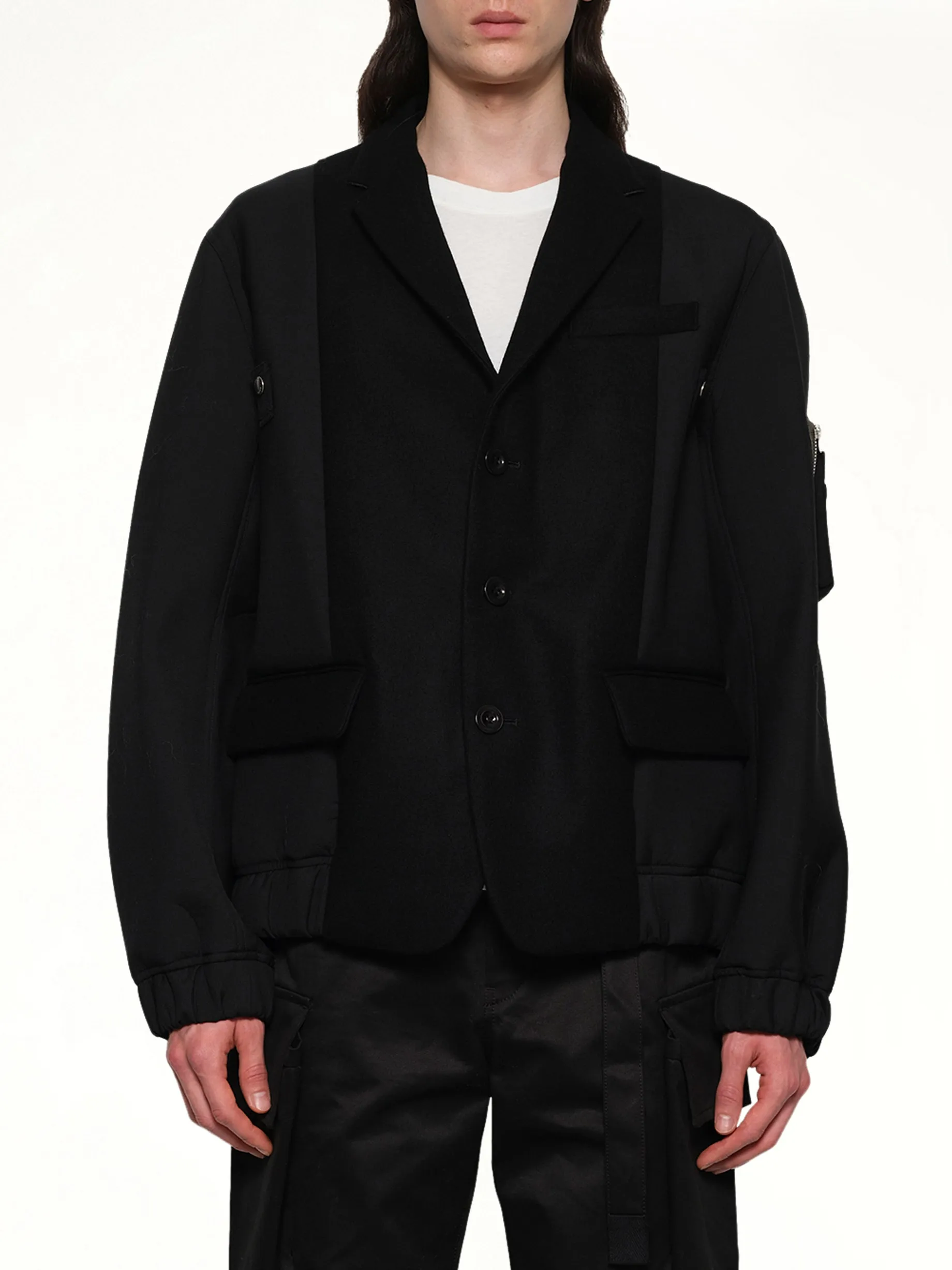 Wool Melton Jacket in Black sold by MARAIS