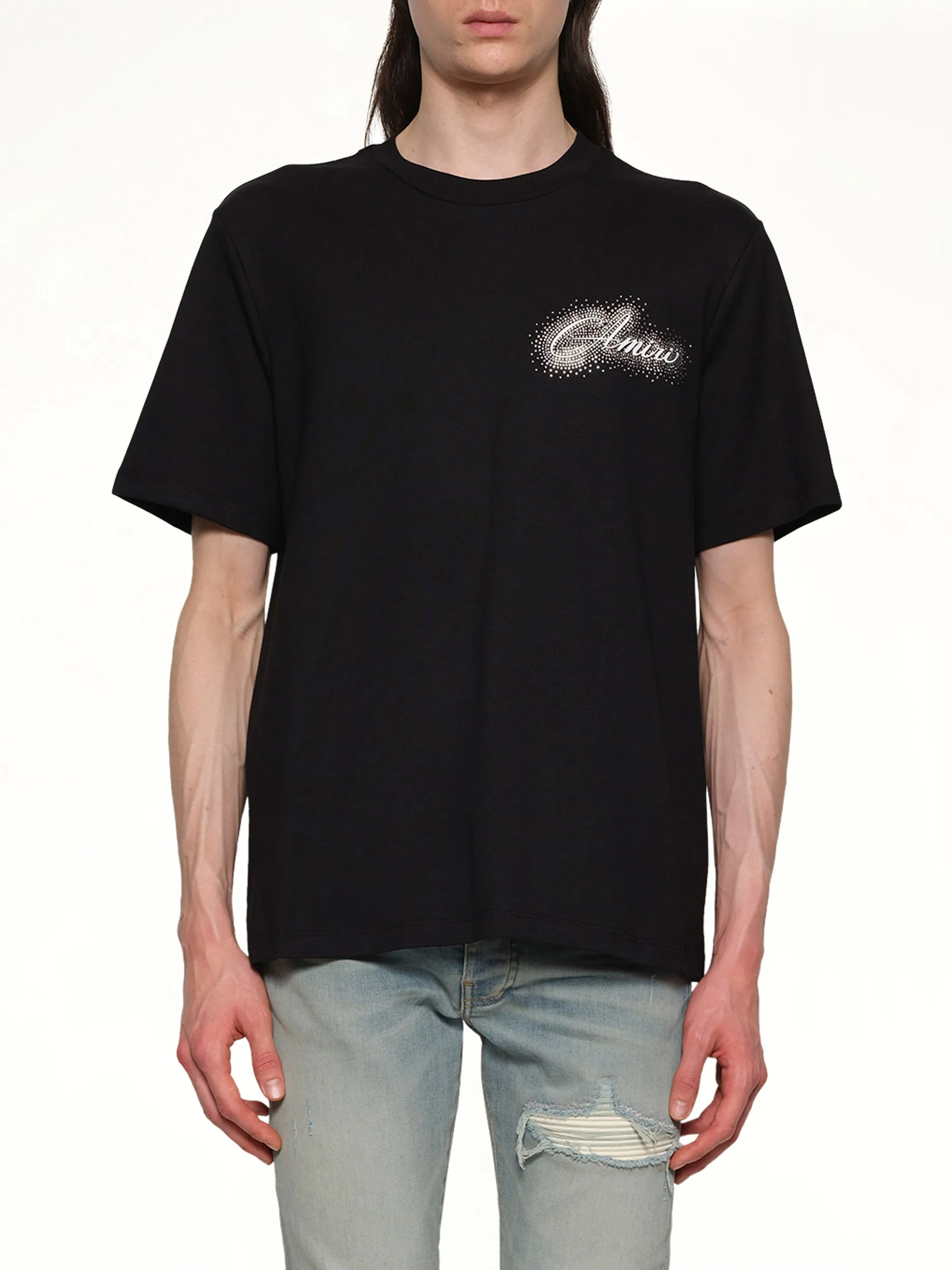 Amiri Script Tee in Black sold by MARAIS