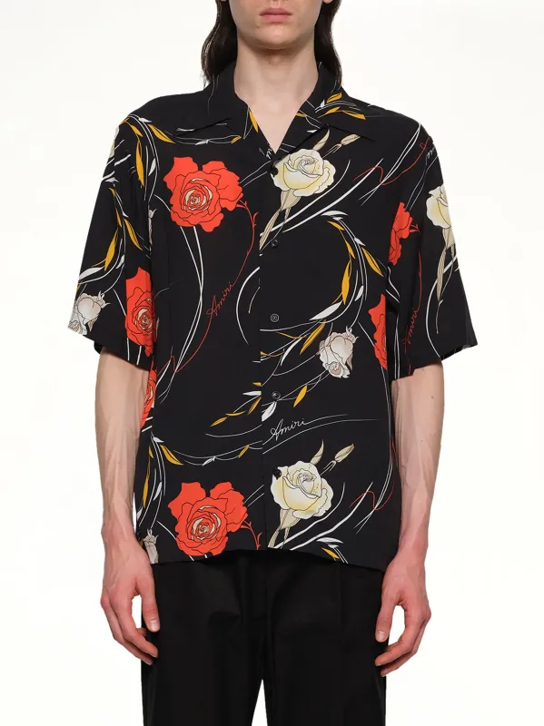 Floral Camp Shirt in Black sold by MARAIS