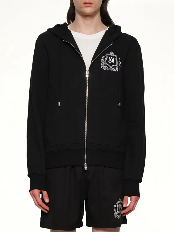 MA Crest Zip Hoodie in Black made by AMIRI