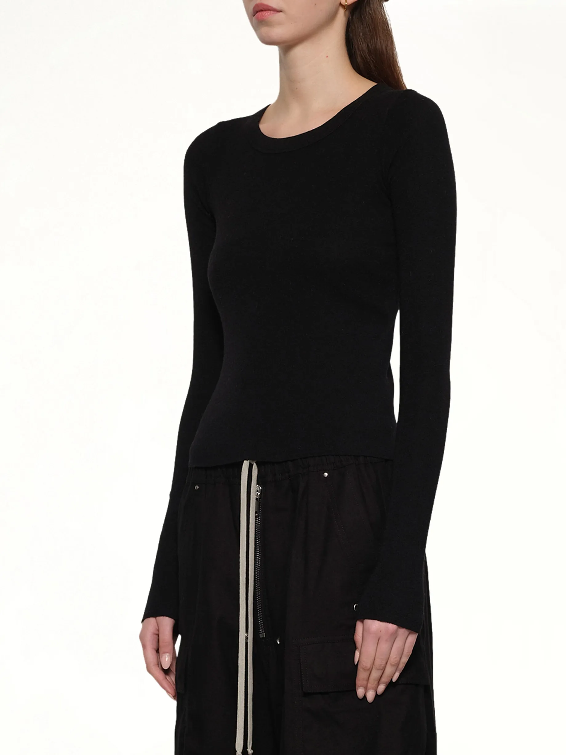 Cropped Rib Long Sleeve T in Black sold by MARAIS product image thumbnail 3