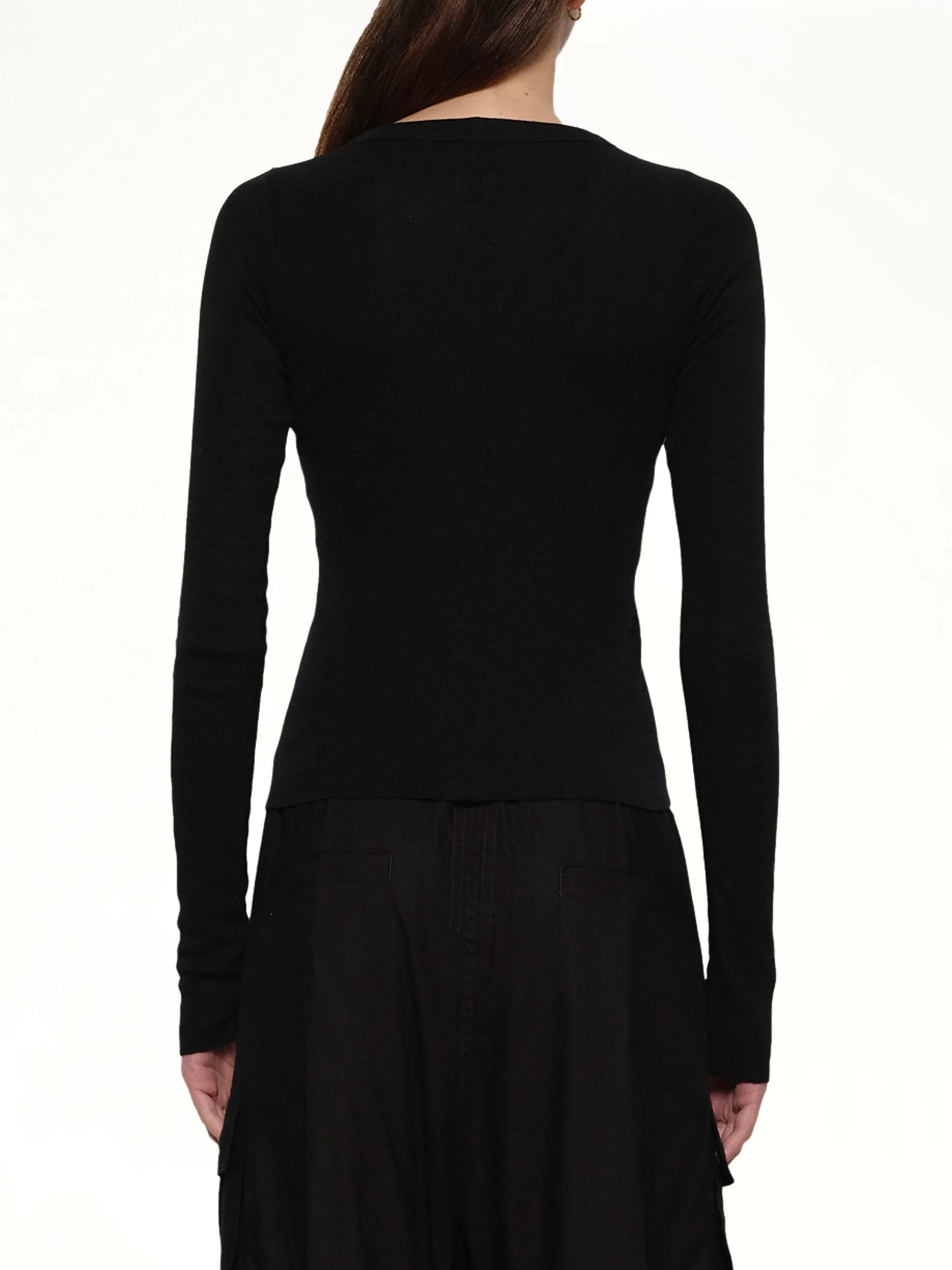 Cropped Rib Long Sleeve T in Black sold by MARAIS product image thumbnail 5
