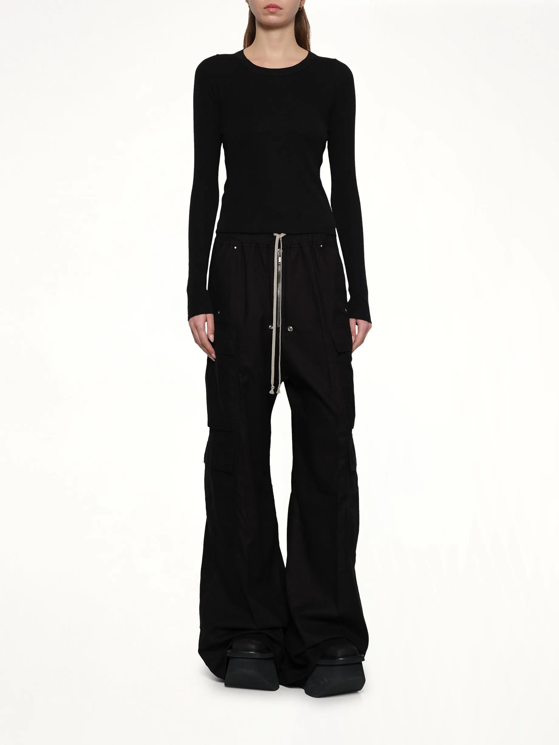 Cropped Rib Long Sleeve T in Black sold by MARAIS product image thumbnail 4