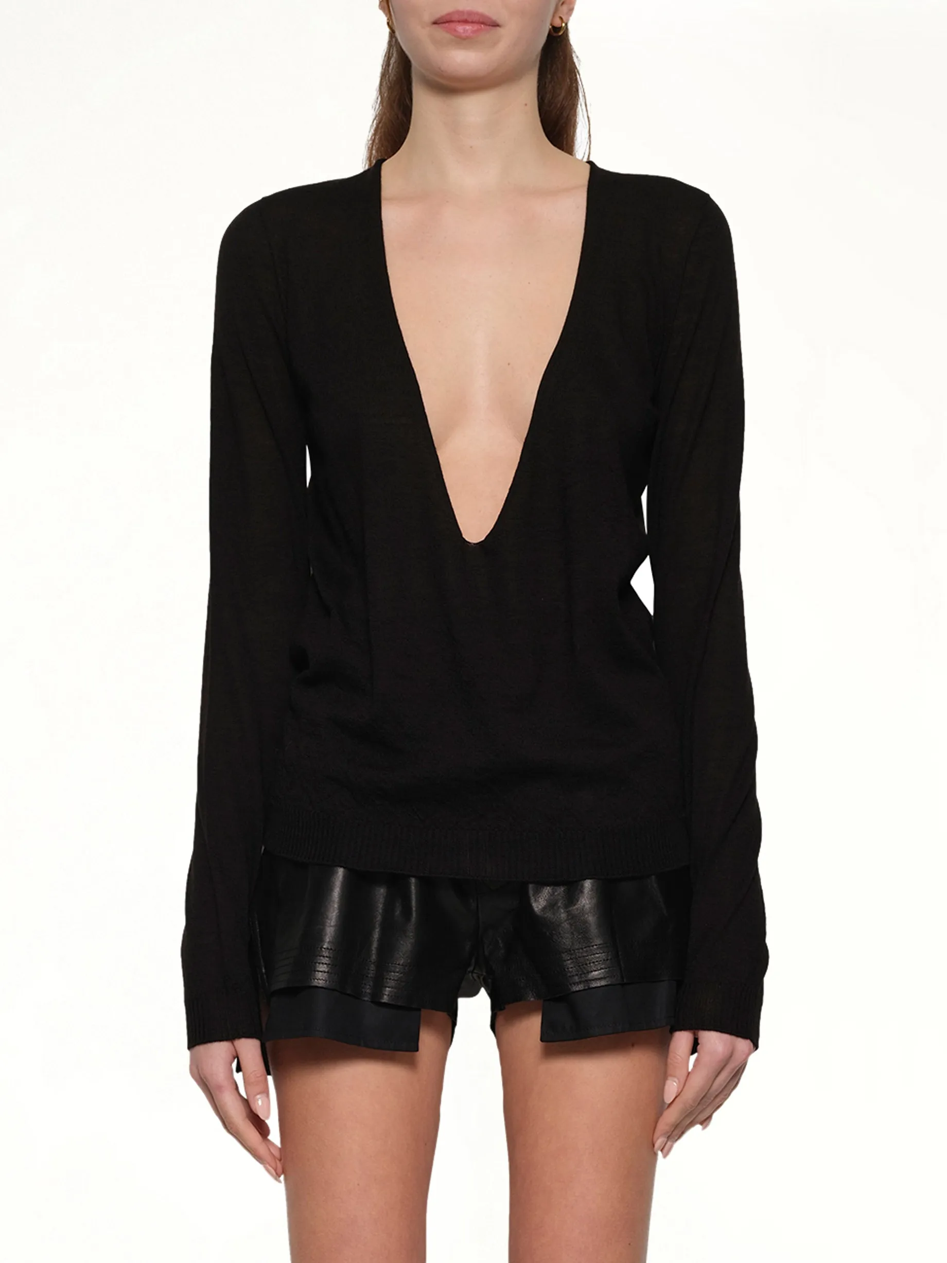 Extreme V Neck Pull in Black sold by MARAIS