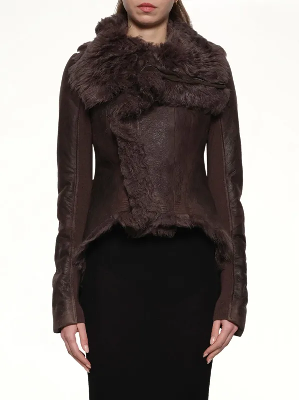 Naska Shearling Fur Jacket in Dark Dust sold by MARAIS