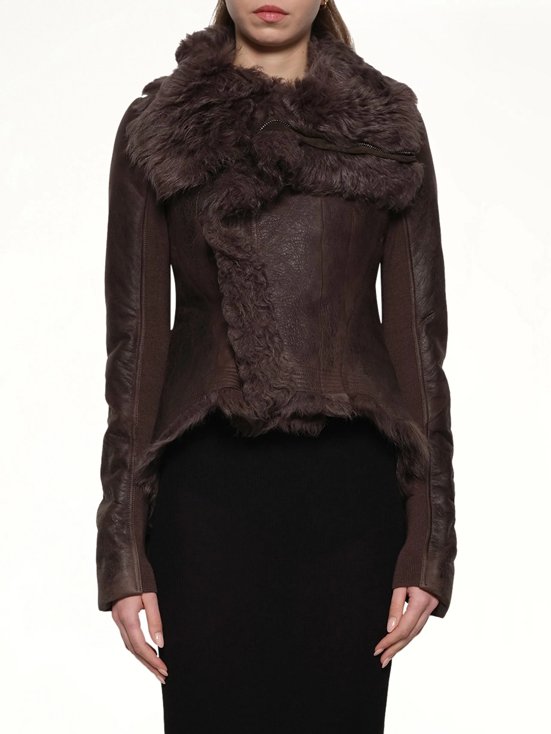 Naska Shearling Fur Jacket in Dark Dust sold by MARAIS
