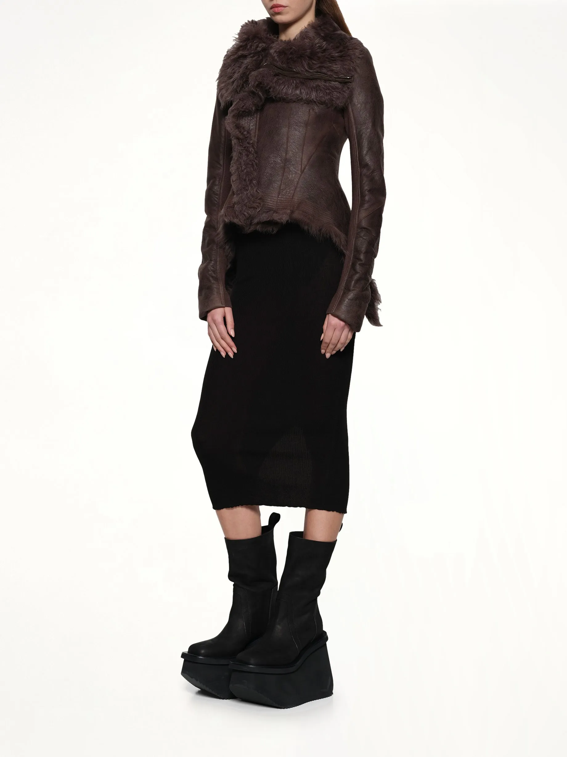 Naska Shearling Fur Jacket in Dark Dust sold by MARAIS product image thumbnail 4