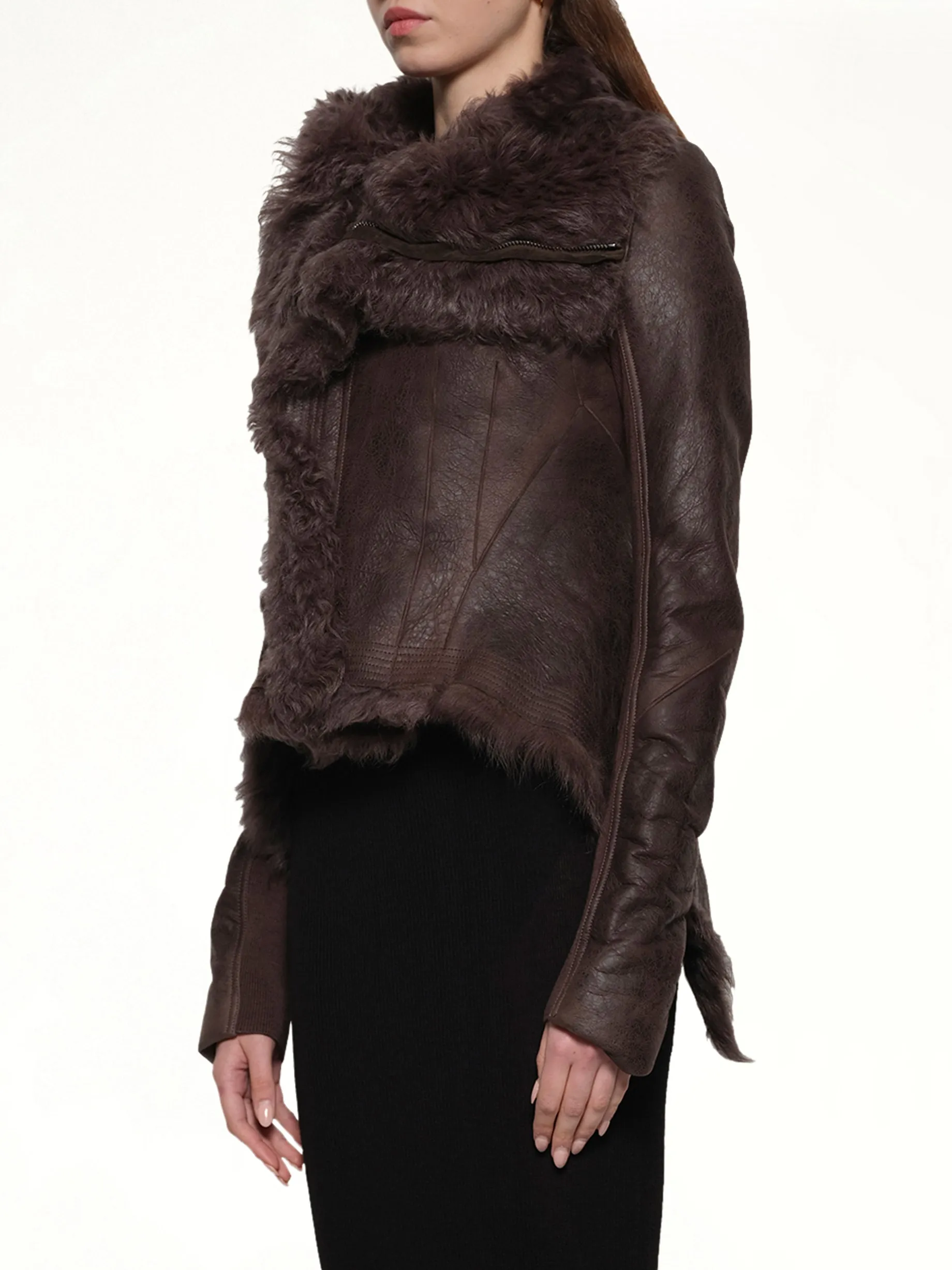 Naska Shearling Fur Jacket in Dark Dust sold by MARAIS product image thumbnail 3